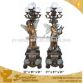 home decorative beautiful casting bronze angel statue with lamp